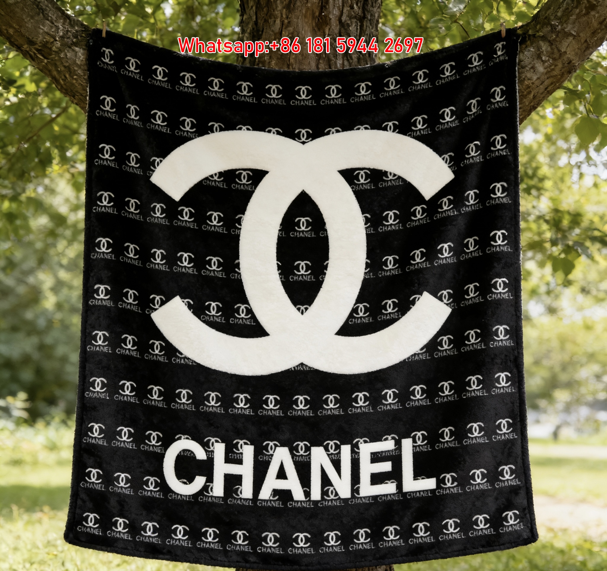 Chanel Monogram CC Logo Flannel Throw Blanket IMG_6872
